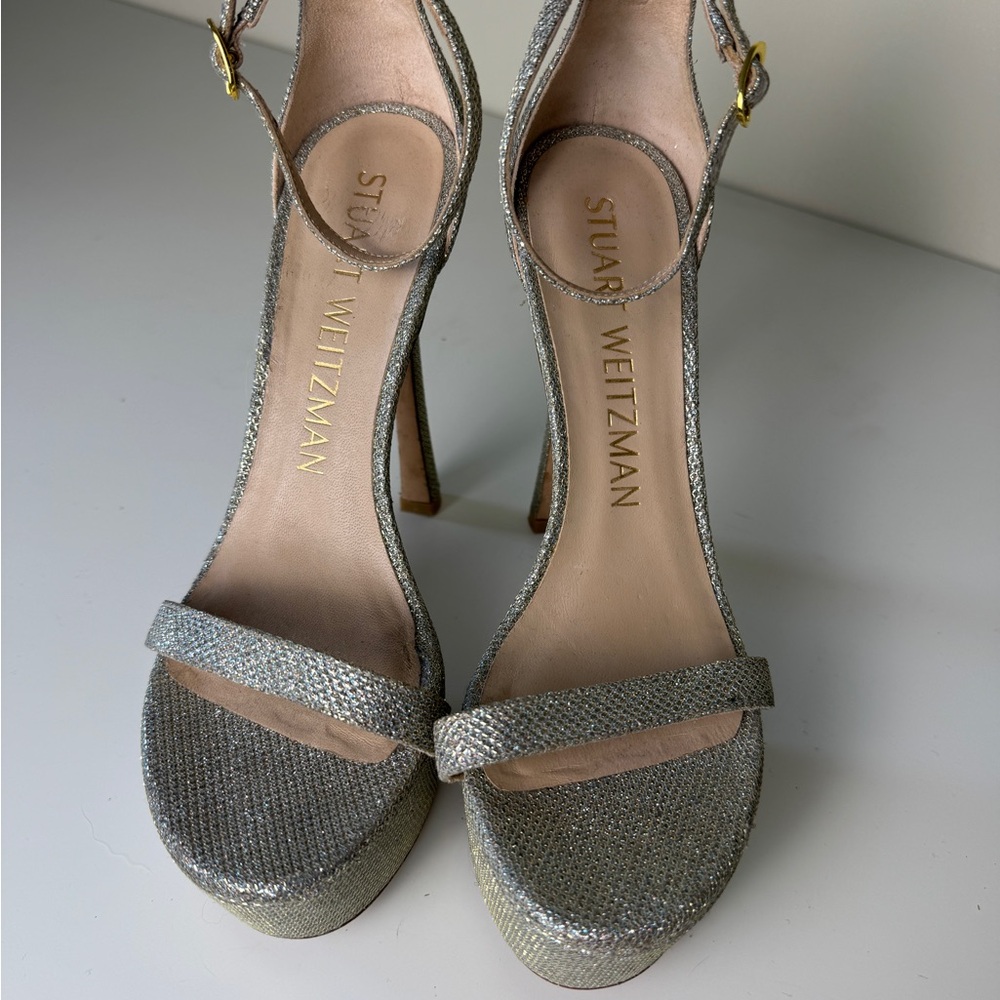 Stuart Weitzman Silver High Heel Sandals